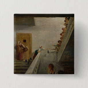 Distributing Milk at St. Lazare Prison, 1794 2 Inch Square Button