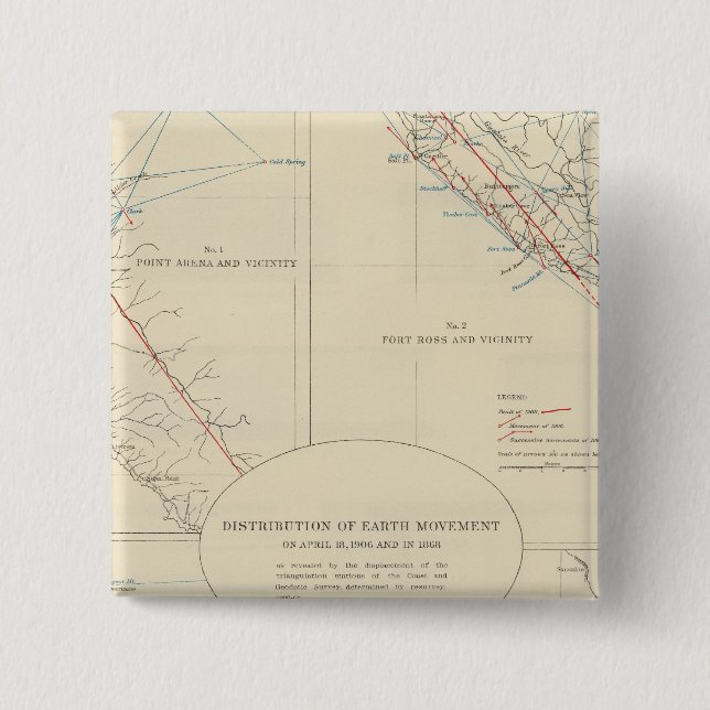 Distribution of earth movement in California 2 Inch Square Button (Front)