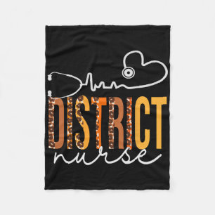 District Nurse Leopard Heartbeat Appreciation Wome Fleece Blanket