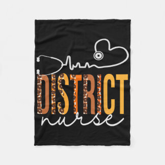 District Nurse Leopard Heartbeat Appreciation Wome Fleece Blanket