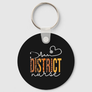 District Nurse Leopard Heartbeat Appreciation Wome Keychain