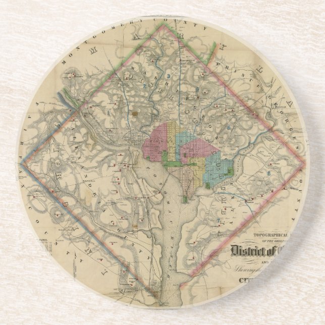 District of Columbia Civil War Era Map Coaster (Front)