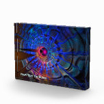 Disturbance Photo Block<br><div class="desc">A multi-colour (pink,  blue,  purple),  sci-fi fractal image on a starfield background. A disturbance in the space-time continuum. Shields up! Customize by adding your own text.</div>