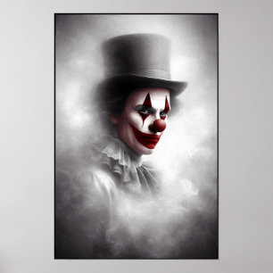 Disturbed Vintage Clown With a Sinister Smile  Poster