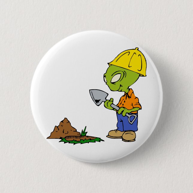 Ditch Digger Alien 2 Inch Round Button (Front)