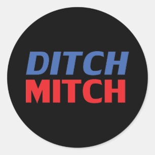 Ditch Mitch blue red black modern typography funny Classic Round Sticker