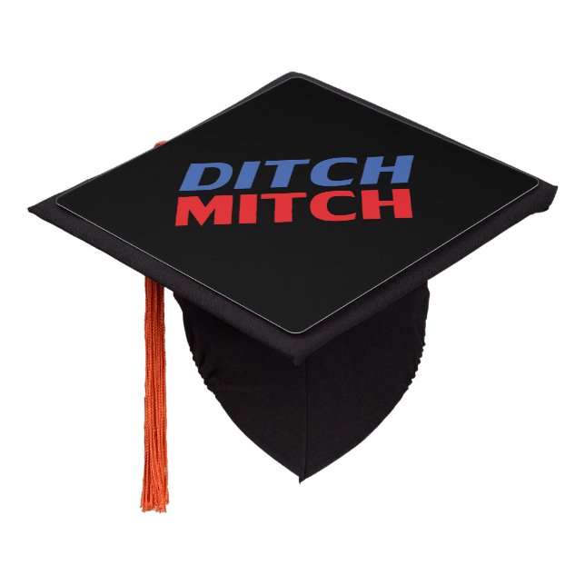 Ditch Mitch red black blue modern typography funny Graduation Cap Topper (Angled)