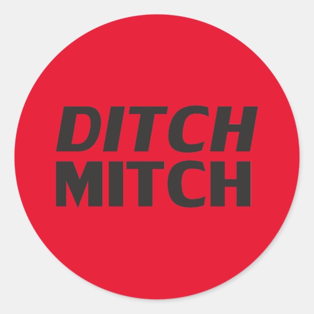 Ditch Mitch red black modern typography funny Classic Round Sticker (Front)