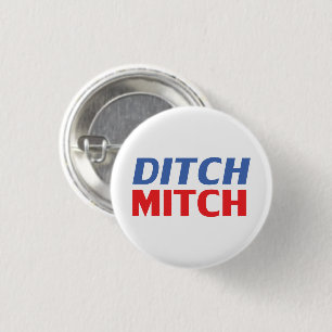 Ditch Mitch red white blue modern typography funny 1 Inch Round Button