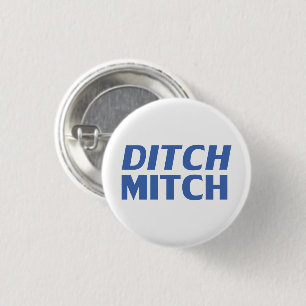 Ditch Mitch white blue modern typography funny 1 Inch Round Button