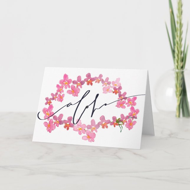 Dites "Aloha" avec la carte vierge de note de Lei (Devant)