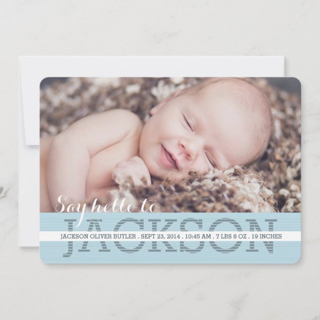 Dites Bonjour Baby Boy Photo Faire-part de naissan (Devant)
