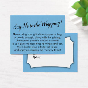 Dites non à l'emballage Baby shower Blue Carte cad