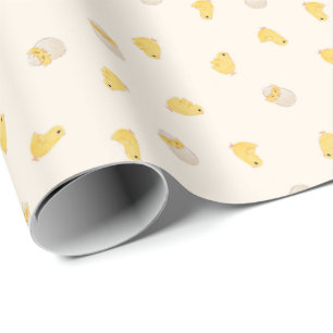 Ditsy Chicks (Old Lace) – Cute Bird Pattern Wrapping Paper