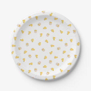 Ditsy Chicks (White) – Cute Easter Pattern Paper Plate