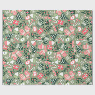 Ditsy Christmas, Sage Wrapping Paper