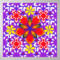 Ditsy cute floral seamless pattern in white, red a