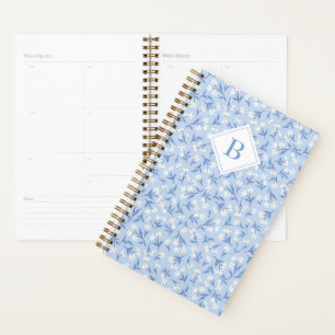 Ditsy Daisy Floral Monogram Periwinkle Blue Planner
