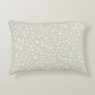 Ditsy Dots Pattern - White on Beige/Greige Accent Pillow