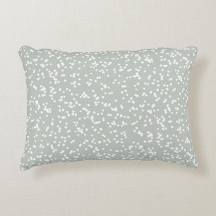 Ditsy Dots Pattern - White on Gray Green Accent Pillow