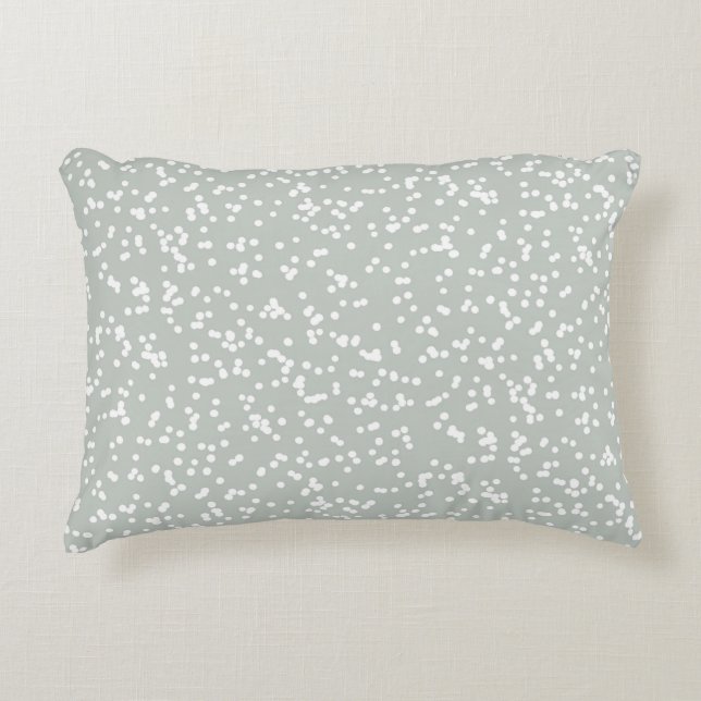 Ditsy Dots Pattern - White on Gray Green Accent Pillow (Front)