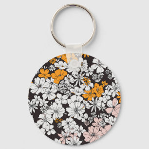 Ditsy Floral: Colourful Dark Background. Keychain