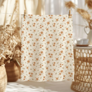 Ditsy Floral Cottagecore Boho Wildflower Beige Kitchen Towel
