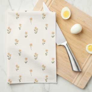 Ditsy Floral Cottagecore Boho Wildflower Beige Kitchen Towel