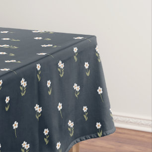 Ditsy Floral Cottagecore Boho Wildflower Dark Blue Tablecloth