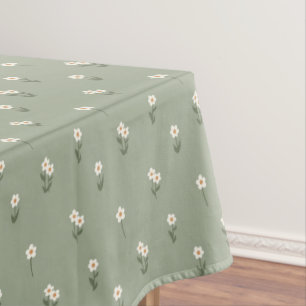 Ditsy Floral Cottagecore Boho Wildflower Sage Tablecloth