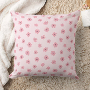 Ditsy Floral Dainty Tiny Girly Spring Summer Pink Throw Pillow
