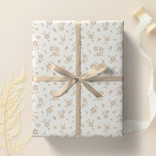 Ditsy Floral Muted Neutral Soft Pale Cream Beige Wrapping Paper