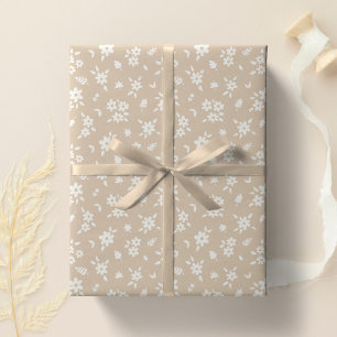 Ditsy Floral Muted Neutral Soft Pale Tan Taupe Wrapping Paper
