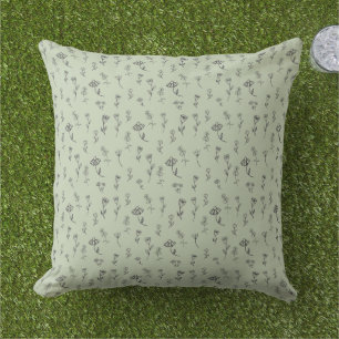 Ditsy Floral Sage Green Outdoor Pillow