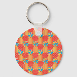 Ditsy Floral, Stripes, Polka Dots Patchwork Keychain
