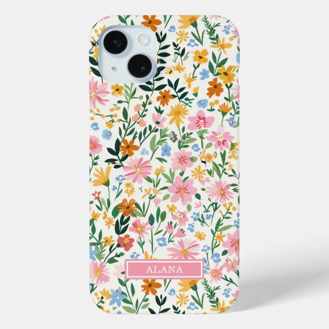 Ditsy Flower Garden Monogrammed Case-Mate iPhone Case (Back)