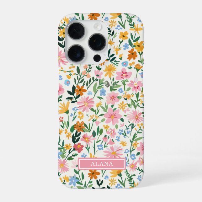 Ditsy Flower Garden Monogrammed iPhone Case (Back)