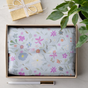 Ditsy Flowers Illustrated Pale Blue Tissue Paper