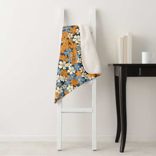 Ditsy Flowers Pattern  Sherpa Blanket (In Situ)