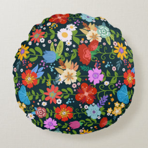 Ditsy Flowers Seamless Pattern-20210 Round Pillow
