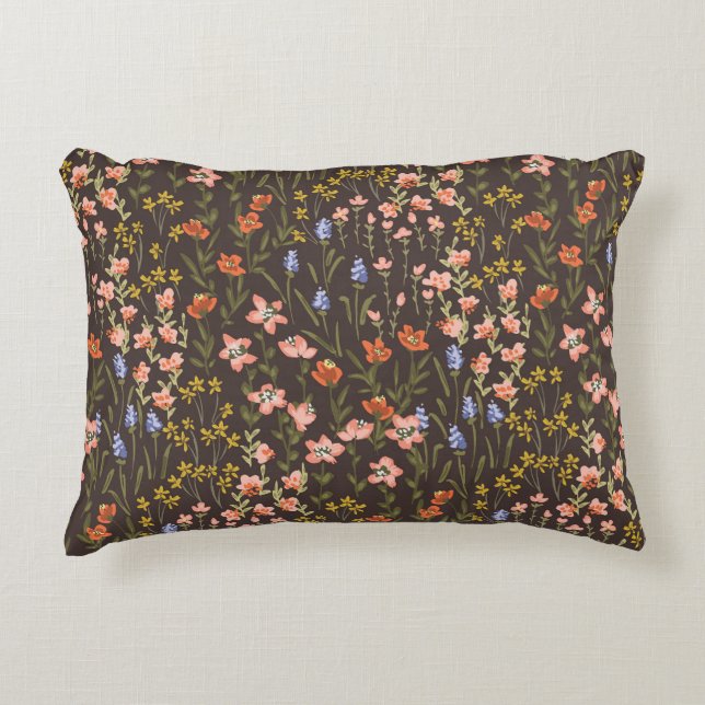 Ditsy Flowers: Vintage Mille-Fleur Pattern Accent Pillow (Front)