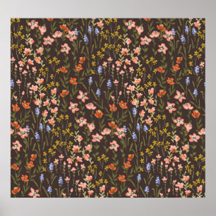 Ditsy Flowers: Vintage Mille-Fleur Pattern Poster