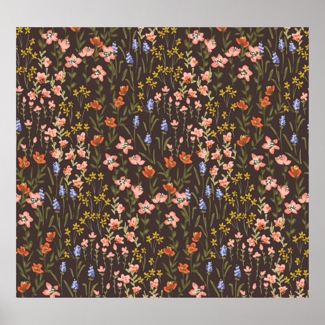 Ditsy Flowers: Vintage Mille-Fleur Pattern Poster (Front)