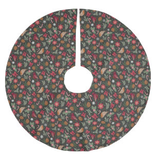 Ditsy Natural Christmas Brushed Polyester Tree Skirt
