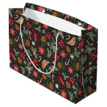 Ditsy Natural Christmas Gift Bag