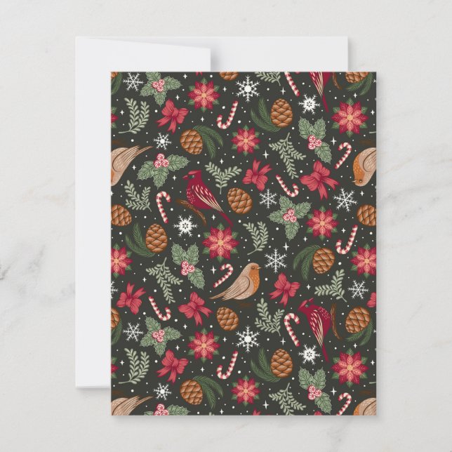 Ditsy Natural Christmas Holiday Card (Front)