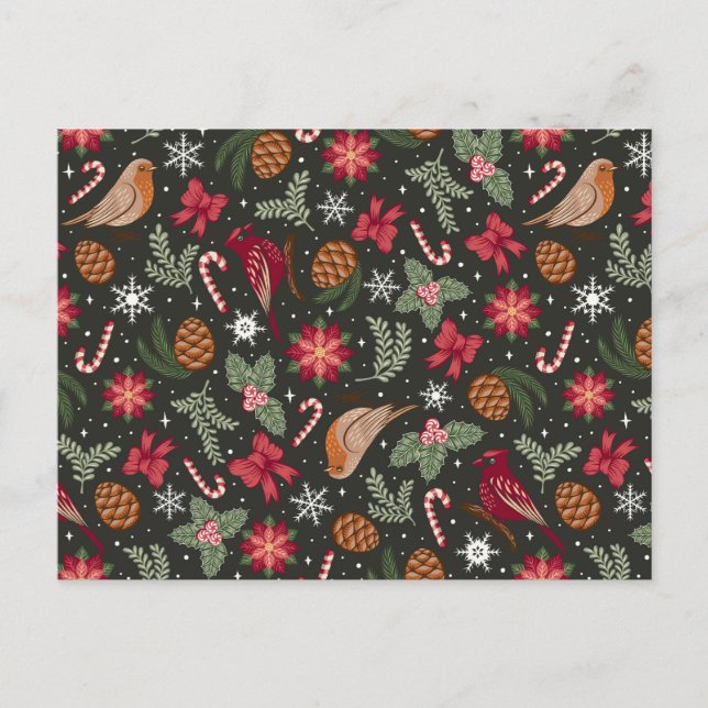 Ditsy Natural Christmas Holiday Postcard (Front)