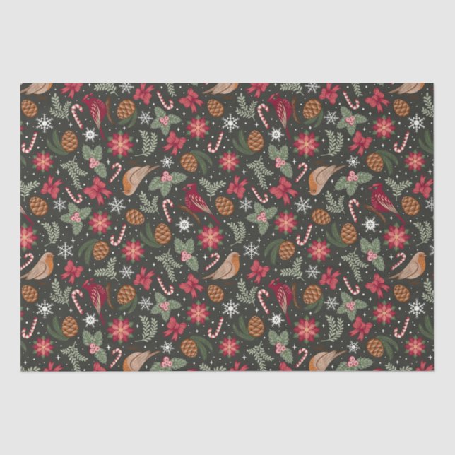 Ditsy Natural Christmas Tissue Paper (Front)