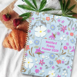Ditsy Pop Floral Art Personal Family Planner<br><div class="desc">Floral art on blue, personal planner in large size 8.5 x 11 inches (or choose 8x5). A pretty little flower pattern in pink, blue, orange and white, with greenery, covers the front and back, is a unique, hand-illustrated design. A light shadow effect makes the flowers and leaves appear to "pop"...</div>