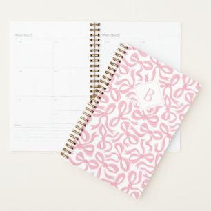 Ditsy Preppy Pink Bow Monogram Planner